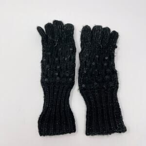Charming Charlie Knit Sequin Gloves Black Womens Cozy Warm One Size Acrylic